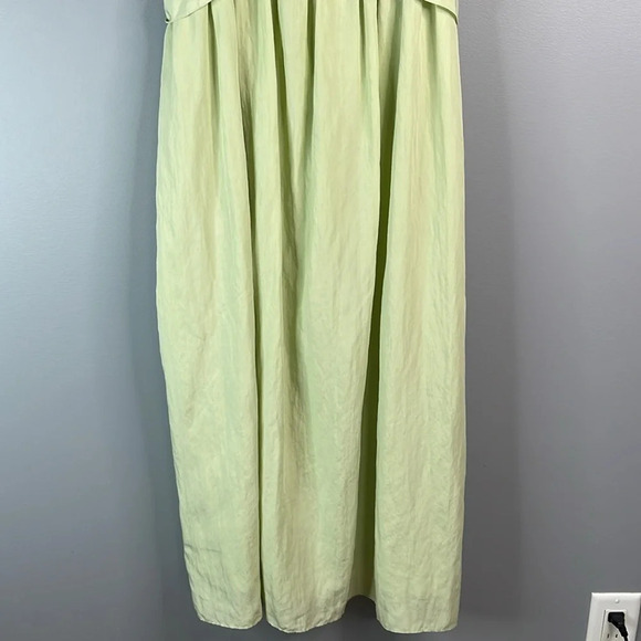 VINCE NWT Bow Pleated Sleeveless Midi Dress Sage Green Crinkle Tencel/Nylon S - Picture 4 of 12
